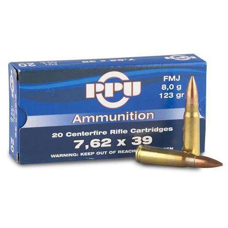 PPU 7.62x39 Ammunition 123gr Sof Point