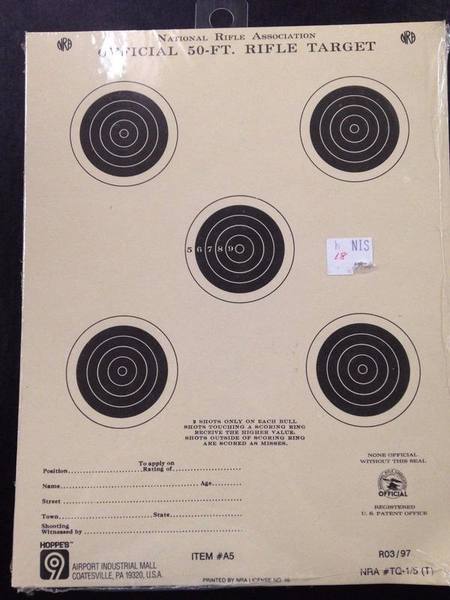 Hoppes 50-ft Official NRA Target Five Bullseyes 20pk